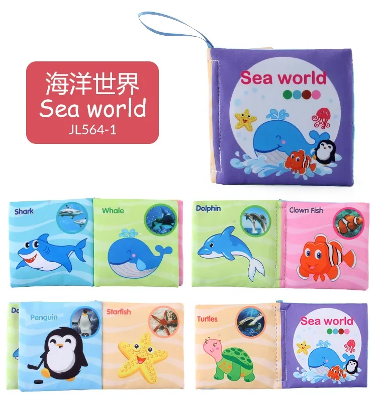 Baby Books Cloth Useful Early Education Cartoon Pictures Durable Flexible Tear-resistant Books Cognitive Sensory Kids Toddlers 6