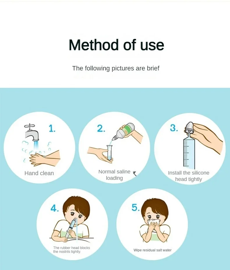 Description Picture 3 of itemNeedle Tube Baby Nasal Aspirator Syringe Baby Nose Cleaner Kids Rhinitis Nasal Washer Reusable Nasal Irrigator Washing for Child