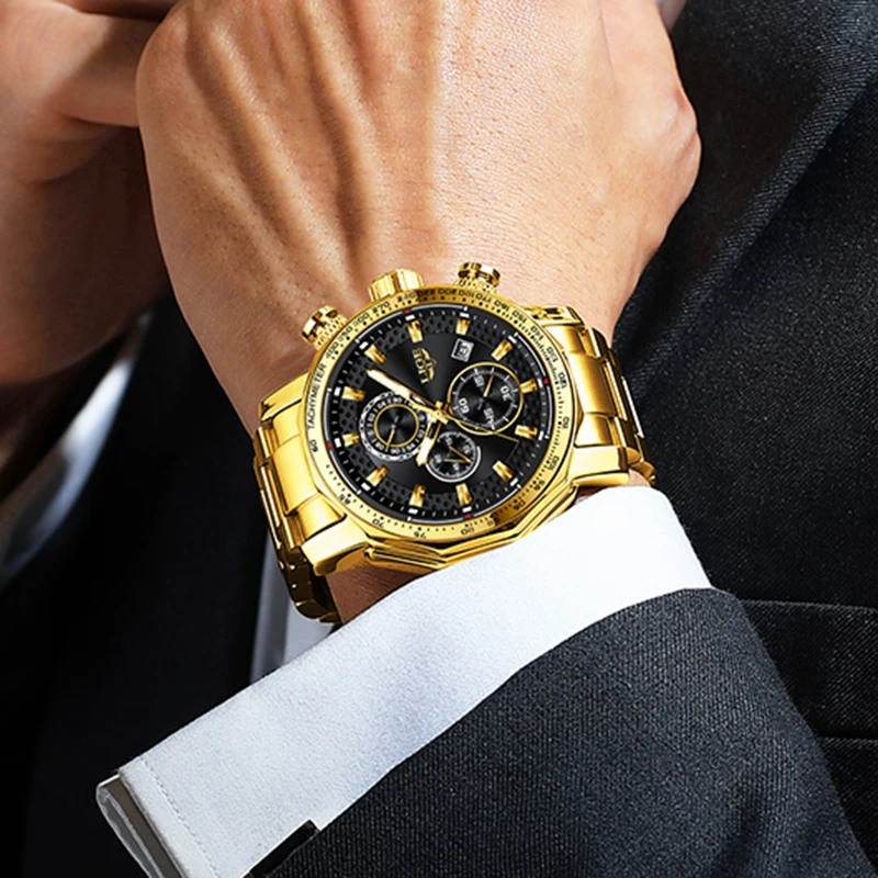 Orologi Da Uomo Di Lusso Orologio Meccanico Automatico Da Lavoro Lunetta In Oro, Quadrante Grande, Mese Settimana Giorno Data Orologi Da Polso Di Design Con Cinturino In Pelle Uomo Regalo Da 44,5