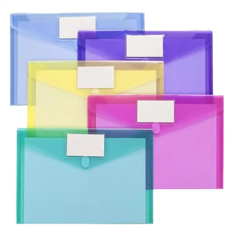 

A4 Plastic Document Folder Clear Envelope Folder With Snap Button Durable Waterproof Storage Folder Organizer Random Color