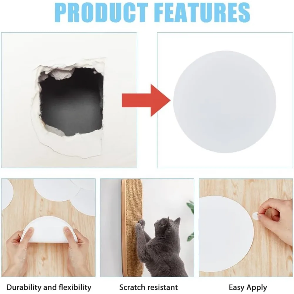 8-Pack PVC Wall Hole Cover Sheets with 60 Stickers - Dustproof and Durable