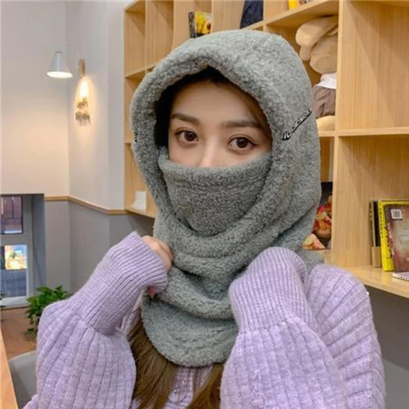 Winter Keep Warm Headgear Hat Female Skiing Face Neck Protection Mask Beanies Cycle Windproof Cold Proof  Skullcap Skullies