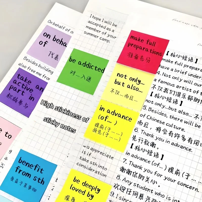 Colorful Sticky Notes Set- 38mm X 38mm Strong Adhesive Mini Memo Pad -Self-Stick Notes-for Office School Supplies - 4