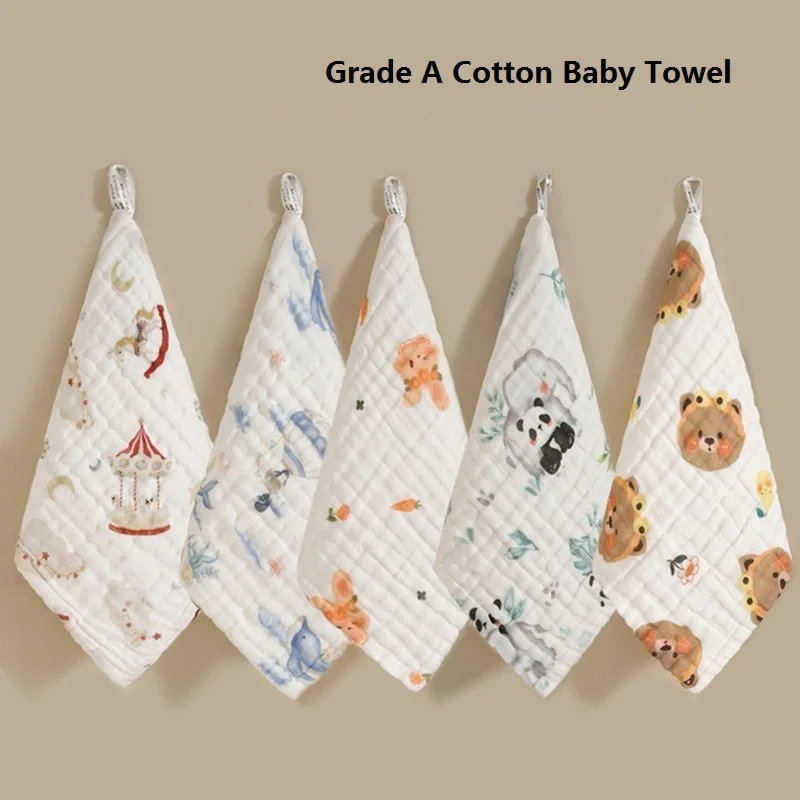 4pcs Cotton Baby Face Towel Newborn Baby Items 6 Layer Muslin Bibs Handkerchief Kids Girls Saliva Towel Feeding Burp Cloths