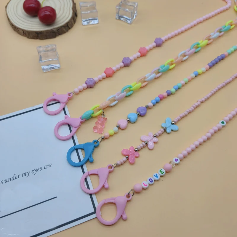 

Fashion Glasses Chain Acrylic Soft Clay Sunglass Lanyard Butterfly Letter Mask Strap Holder Neck Cord Hang On Neck Jewelry Gift