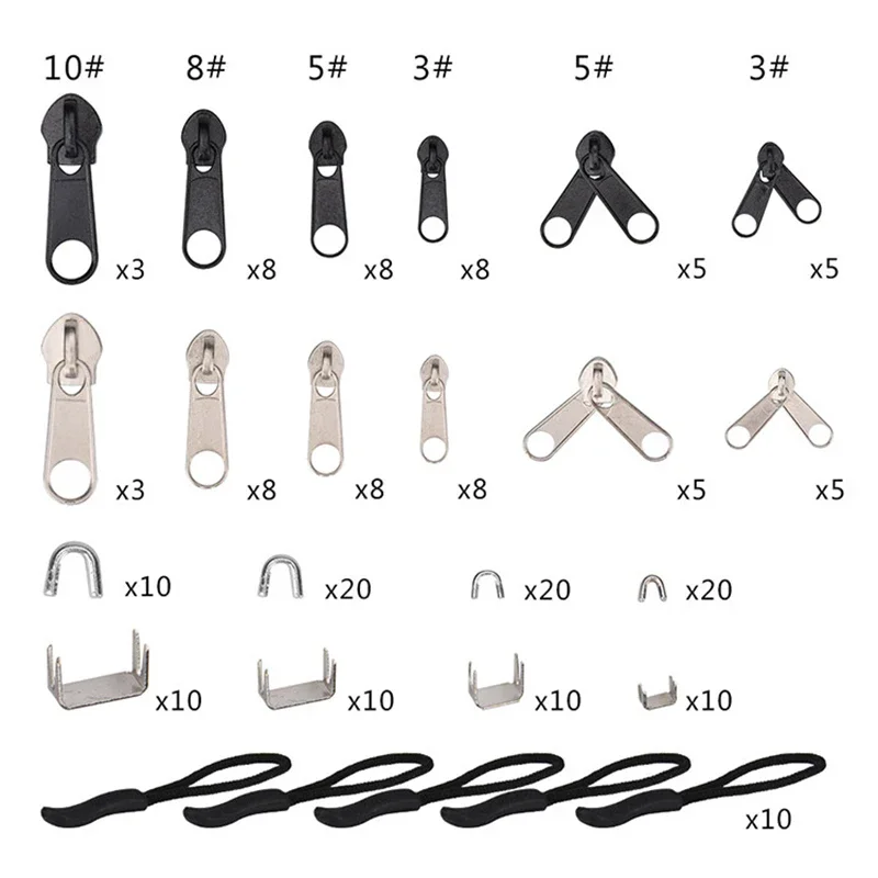 Zipper Repair Kit 85Pcs/set Universal Replacement for Broken Zippers