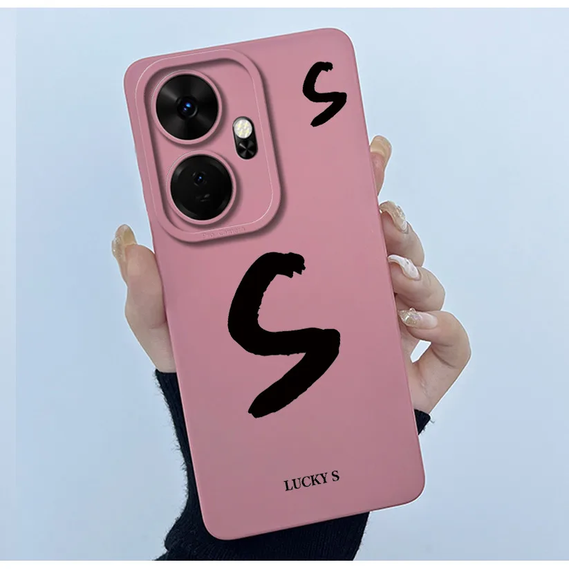 Shockproof Liquid Silicone Soft TPU Case with Lucky Initial Design