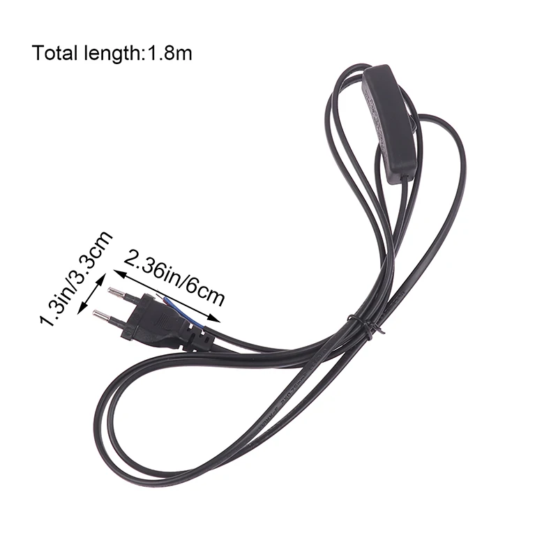 EU Plug LED Light Switch Cable Wire On/Off Switch Desk Lamp (6FT/1.8M) EU Plug Extension Connector Electric Cable