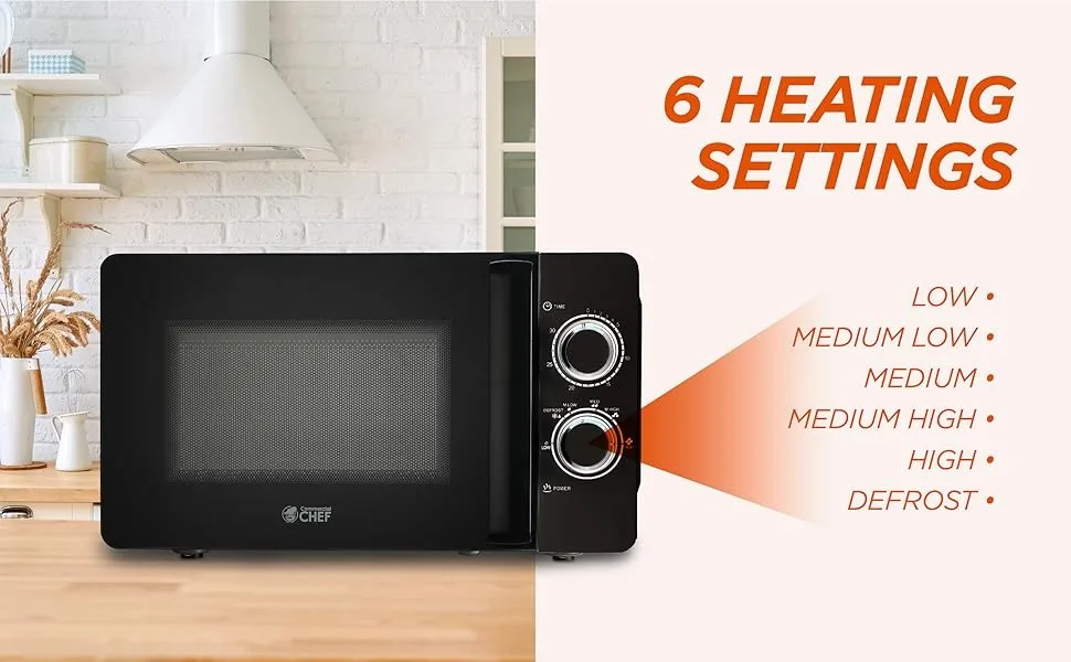 powerful microwave with 6 heat settings countertop