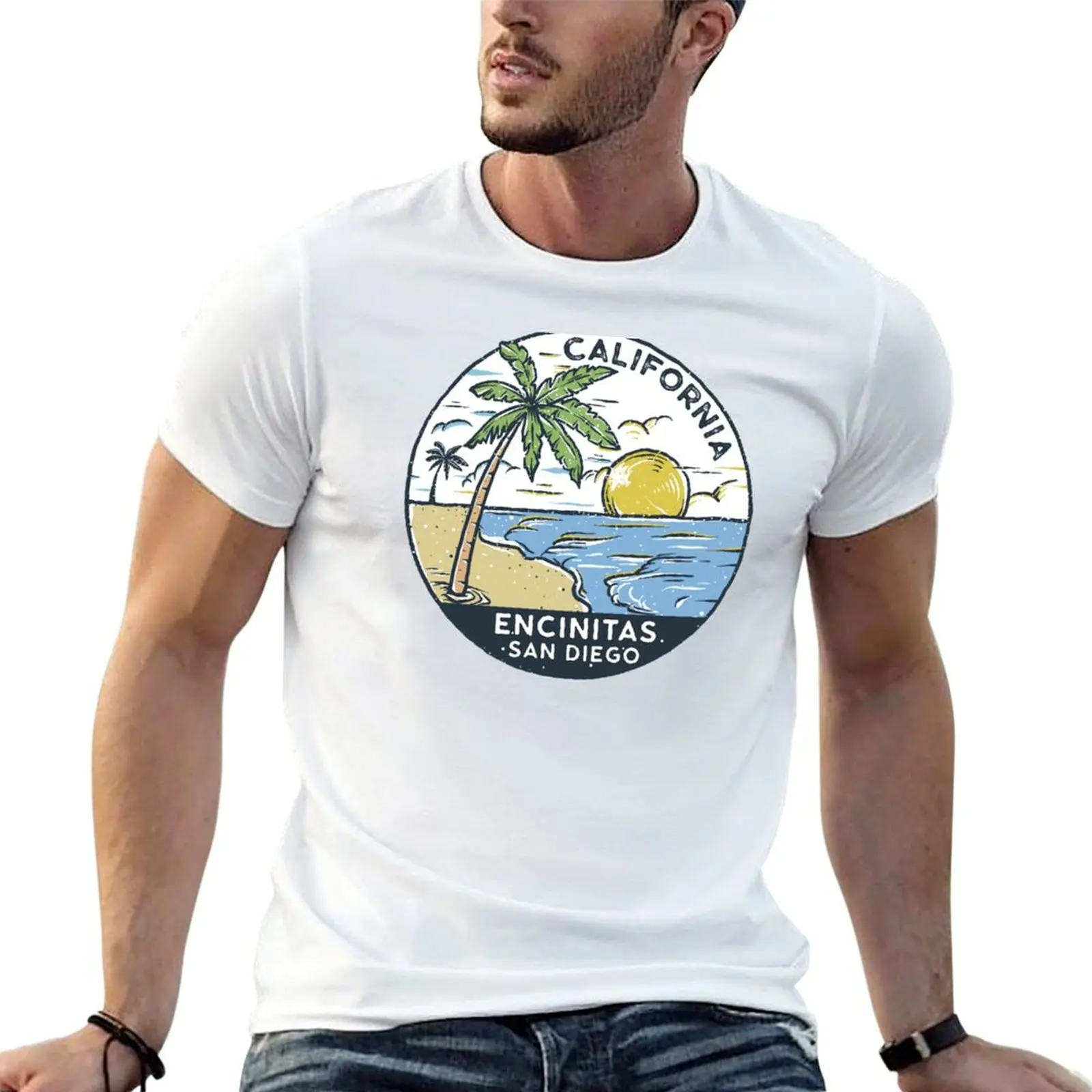 

Encinitas California Vintage T-shirt summer clothes hippie clothes heavyweights t shirts for men