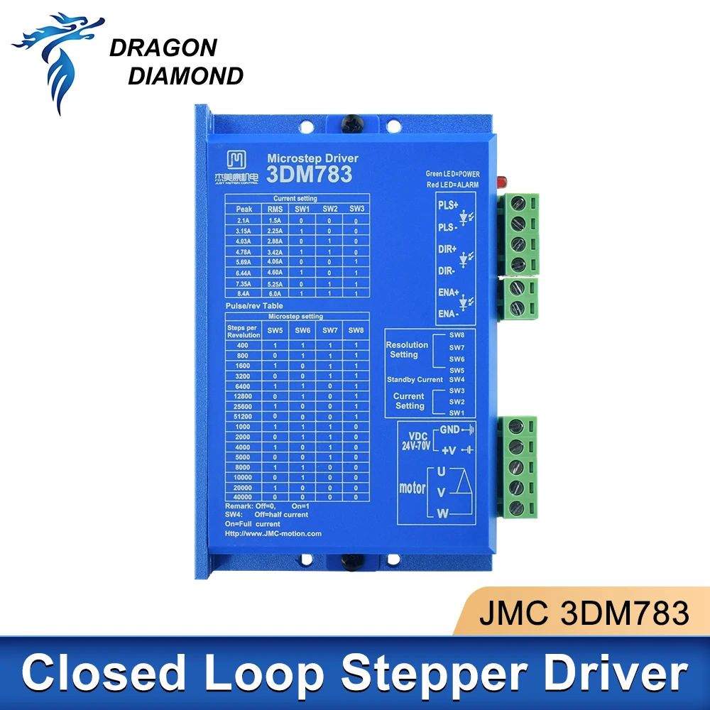 1pc JMC 3상 디지털 스테핑 하이브리드 드라이버 3DM783 1.89-8.26A 57mm 86mm 모터 DC36V-70V 포함