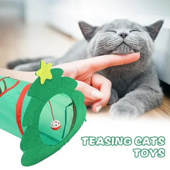 Interactive Xmas Pet Tunnel Assortments Variety Catnip Toys With Green Tunnel For Kitten Puppy Indoor Cats Xuan-us 2