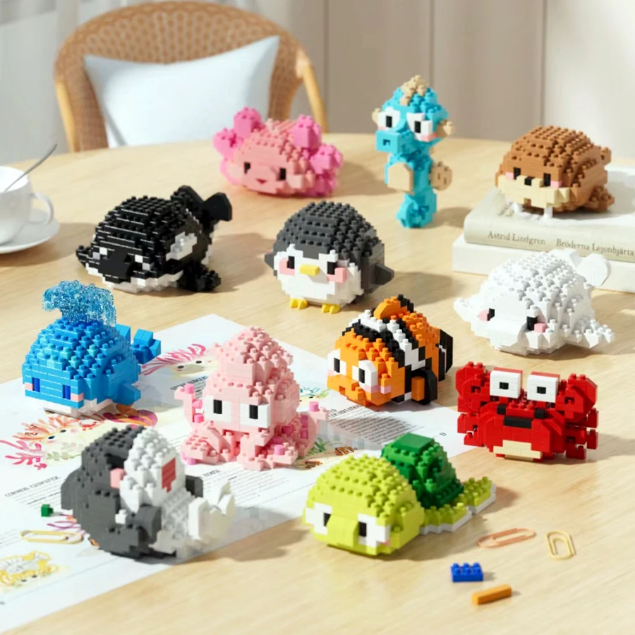 Mini marine organism building blocks DIY toys micro bricks animals toys educational sets gift items