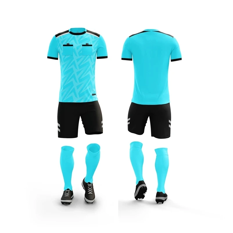 Professional Thailand Football Kits Men's Referee Uniforms Sets Pockets Soccer Tracksuits Referee Judge Sportswear Clothes