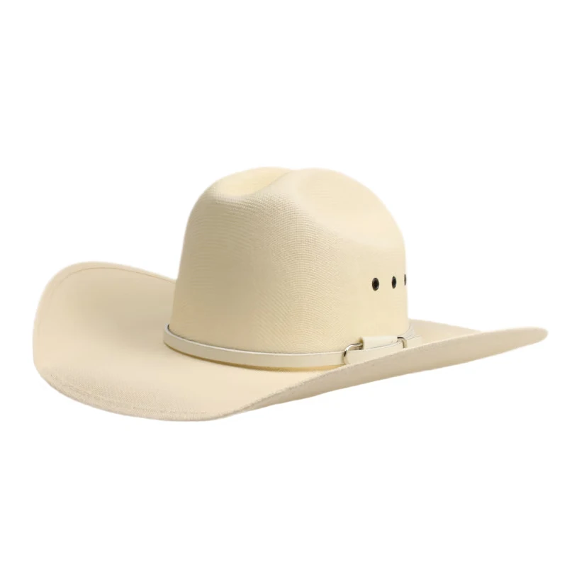 uomo-donna-fascia-in-pelle-bianca-retro-yellowstone-beach-american-western-cowboy-cowgirl-cappello-da-sole-pinch-front-wide-brim-57-61cm