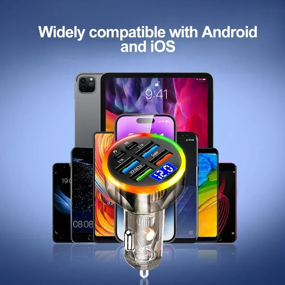 USB C Car Charger QC3.0 Fast Charging Car Phone Charger for Phone Samsung Xiaomi Quick Charge Car Cigarette Lighter