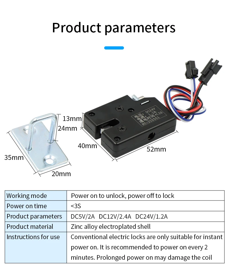 Electric Lock DC 5V/DC 12V/DC 24V Mini Small Size Solenoid Electromagnetic Elect