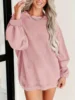 Fashion Women's Plus Size 1XL-5XL Solid Color Round Neck Sweatshirt Ladies Cose Hoodie Casual Long Sleeve Sweatshirt