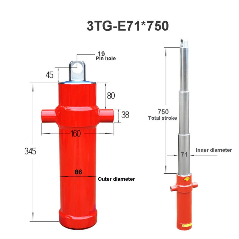 

for 3TG-E71*750 One-way Multi-section Sleeve Type Hydraulic Cylinder Agricultural Vehicle Retractable Top Accessories