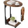 Folding Side Table End Couch Tables,Metal Frame C-Shaped TV Stand for Sofa Living Bedroom Bedside Coffee Small Spaces 1
