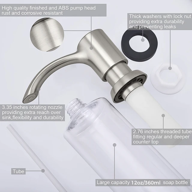 Samodra ตู้ทําสบายนิกเกิลสีดําอ่างล้างจานเคาน์เตอร์เครื่องจ่ายสบู่เหลวขวดอุปกรณ์ครัว 360ml ในตัวปั๊ม 4 Samodra ตู้ทําสบายนิกเกิลสีดําอ่างล้างจานเคาน์เตอร์เครื่องจ่ายสบู่เหลวขวดอุปกรณ์ครัว 360ml ในตัวปั๊ม 4