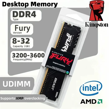 Kingston Fury Beast DDR4 RAM 8 16 32GB 3600 3200Mhz memoria para PC 288Pin XMP2.0 disipador térmico para placa base AMD o INTEL de escritorio 1