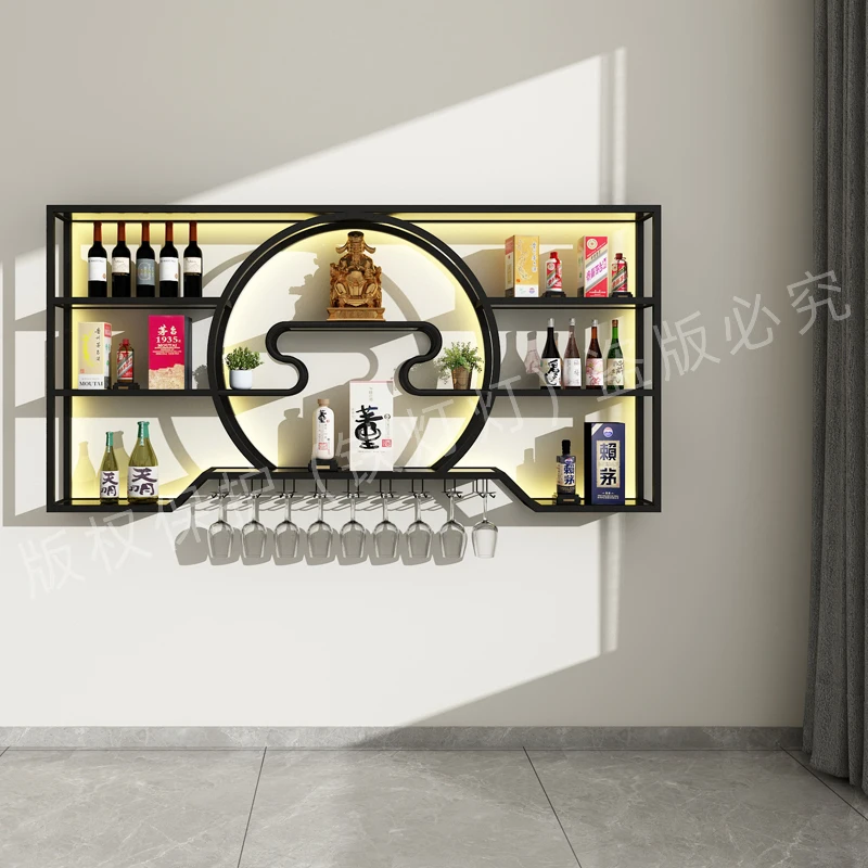 Salon Unique Wine Cabinets Commercial Cellar Storage Whisky Liquor Wine Rack Inverted Retail Cremalheira De Vinho Bar Furnitures