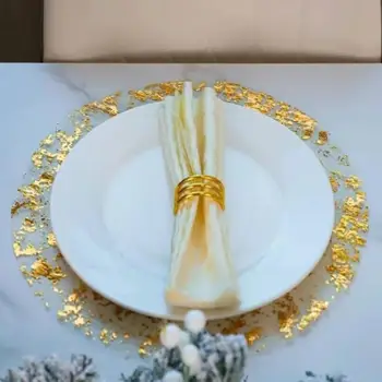 10-Pack Metallic Gold Round Table Mats – Heat-Resistant Placemats 1