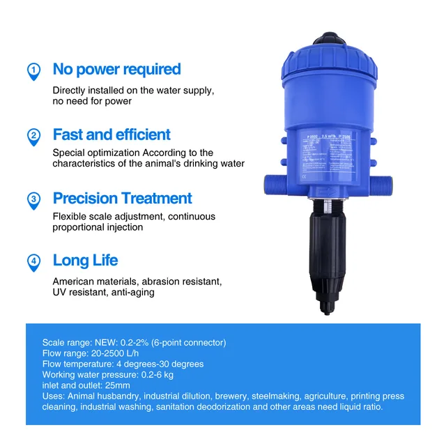 Pompa Dosatrice Fertilizzante - Iniettore Chimico Proporzionale, Per Agricoltura E Bestiame, G3/4 - Foto 10