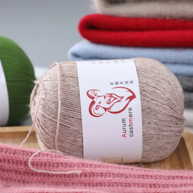 3PLY 50G+20G/PC DIY 금색 캐시미어 실 중간 두께 캐시미어 울 실 부드러운 가디건 여성용 스카프 스웨터 장갑 가방용