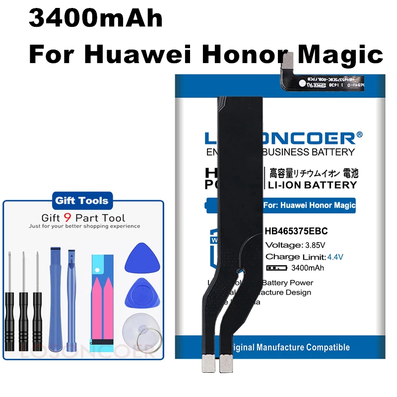 

LOSONCOER HB465375EBC Mobile Phone Battery 3400mAh for Huawei Honor Magic, Magic Dual SIM, NTS-AL00 +Free tools+Sticker