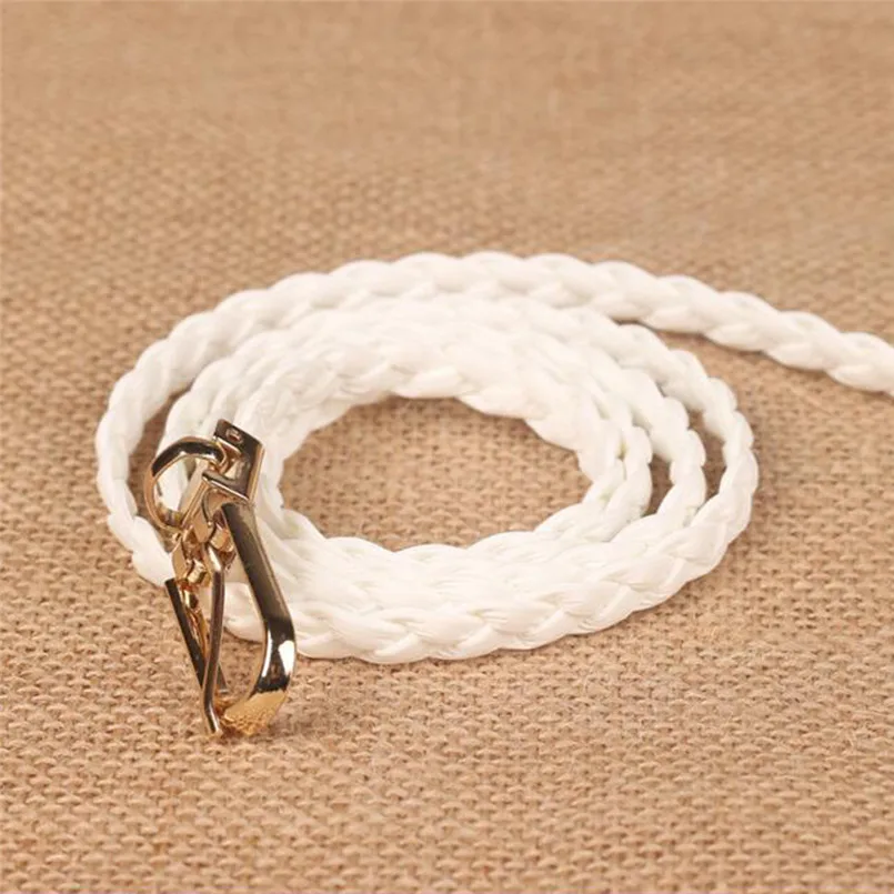 Women's Slim Belt Braided Waist Band Buckle Fashion Accessories Girls Straps for Dresses Pants Skirts ремень женский 44cm pu hand leather cloth diy replacement accessories for handbags bag handle strap for bags ремень для сумки