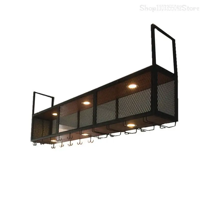 Iron Art Wine Rack Bar Upside Down Glass Hanging Wine Cabinet Ceiling Hanger Storage Rack Decorative Storage