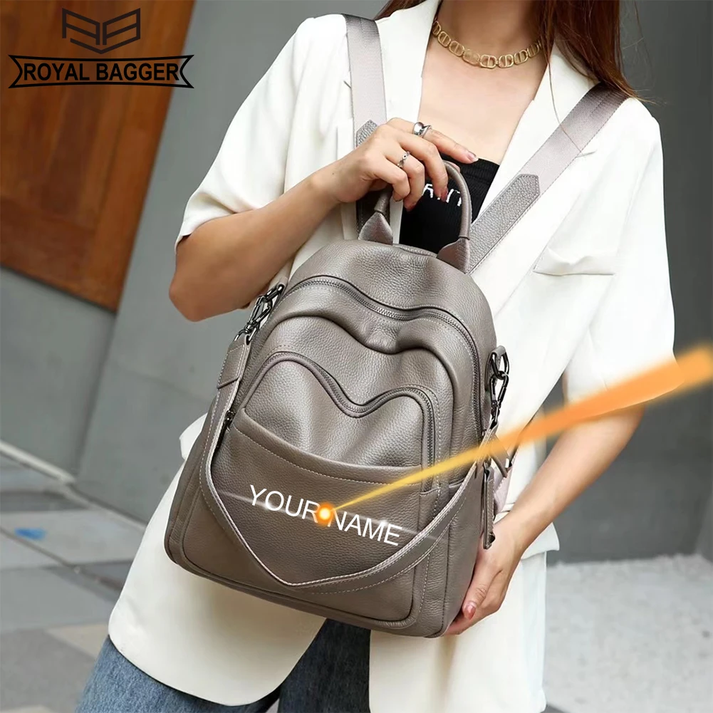 

Royal Bagger Fashion Backpack for Women Genuine Cow Leather Large Capacity Travel Backpacks Casual Shoulder Bag 8537