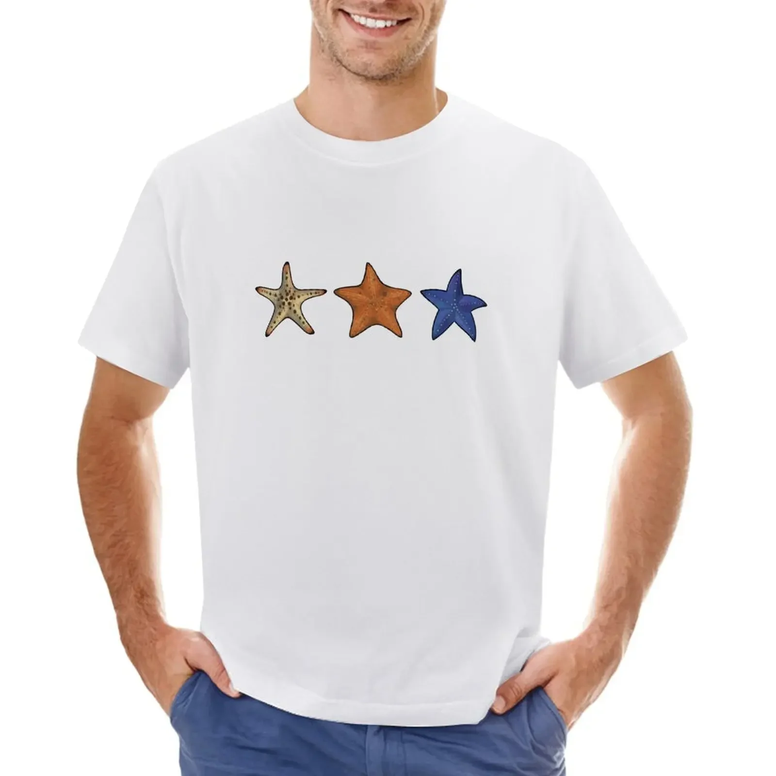 Underwater starfish T-shirt Blouse quick-drying mens plain t shirts