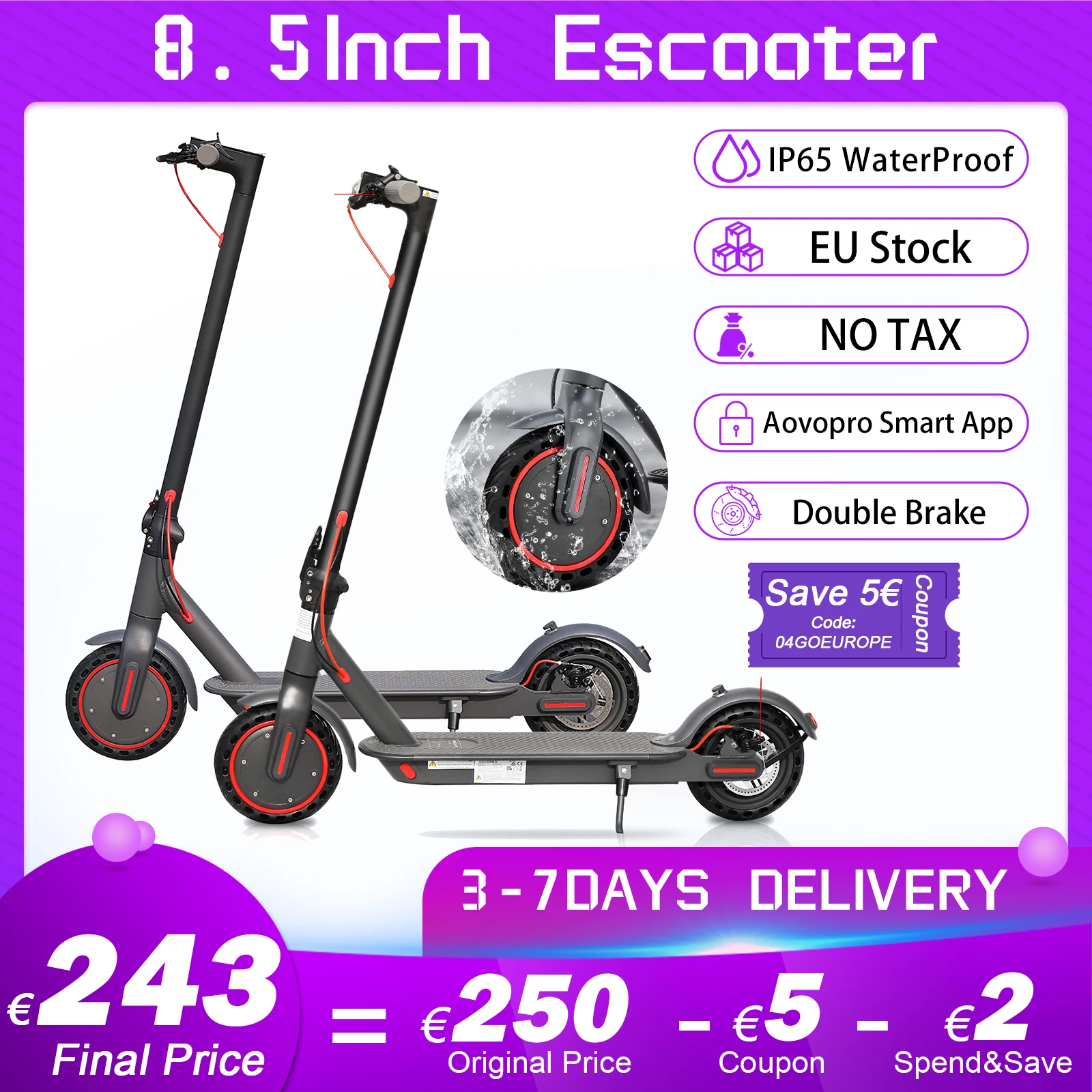 Eu Warehouse Scooters Two Wheel City Coco 7.8-10.5Ah Chopper Max Citycoco Wide Wheel Fast E Scooter Scooter Elettrico Da 8.5 Pollici
