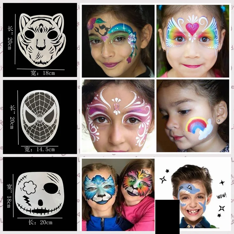 Face Painting Template 3/5/20Pcs set Plastic Makeup Tools