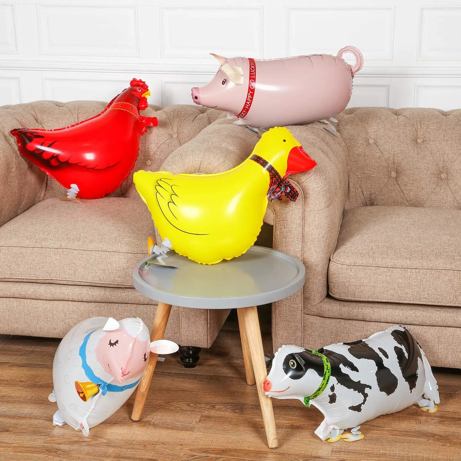 5pcs Walking Farm Animal Balloon Walking Cow Balloon Air Walkers Kids Animal Farm Birthday Party Supplies Cow Theme Party Decor
