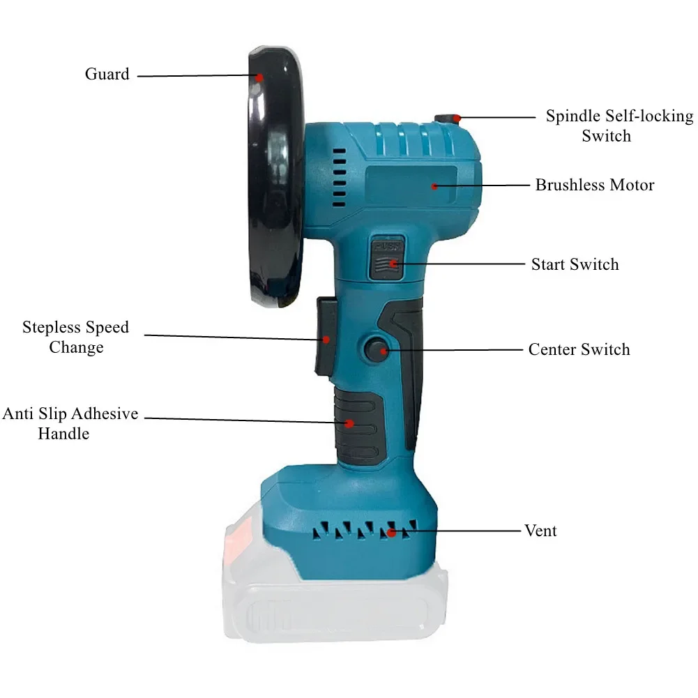 Brushless Mini Angle Grinder 100mm Polishing Cutting Machine Rotatable Cordless Woodworking Grinder Fit For 18V Makita Battery 3