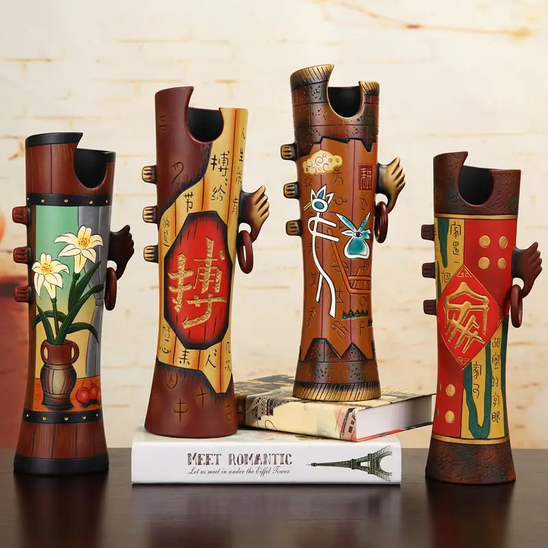 Creative home ornament trinkets torch retro Chinese style living room study entrance decorative artwork bogu rack