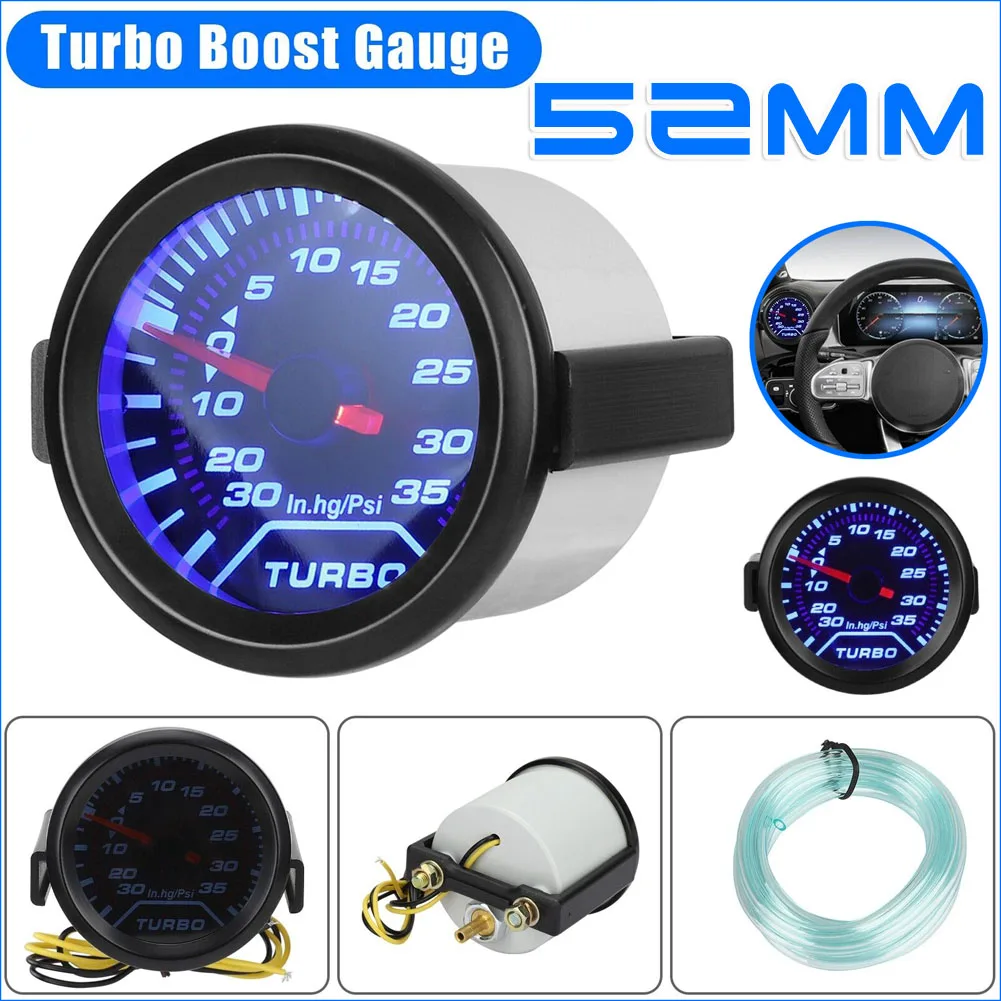 

2" 52mm Blue Light Car Ｍechanical Pointer Turbo Boost Gauge Vacuum Pressure Meter -30-35 Psi Instrument Auto Accessories