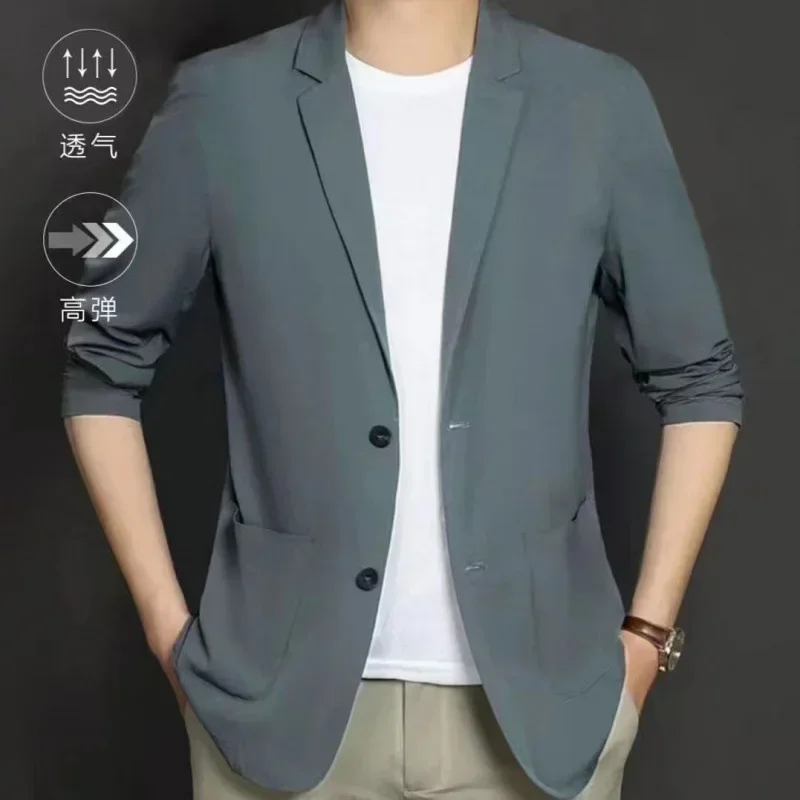 

3164 Summer ice silk suit for men ultra-thin casual style