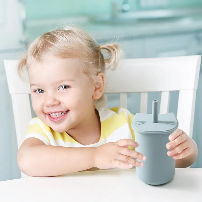 Silicone Sippy Cups For Toddlers, Snack Cups With Straw For Baby