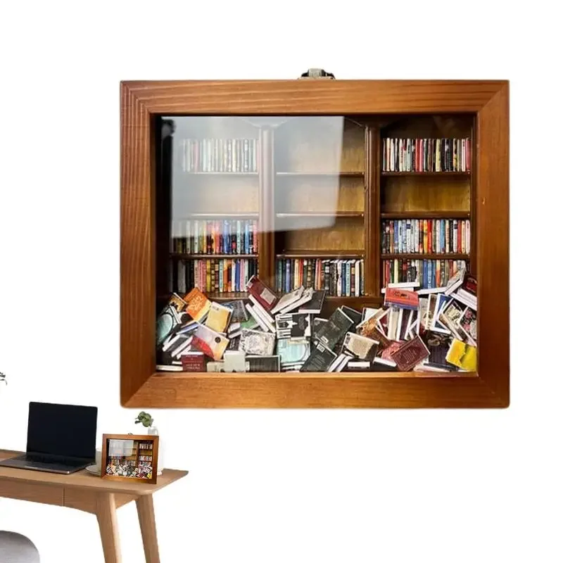 

3D Wooden Bookend DIY Book Shelf Library Building Kits Dollhouse Miniature Bookstore Bookshelf for Adult Kids Christmas Gifts