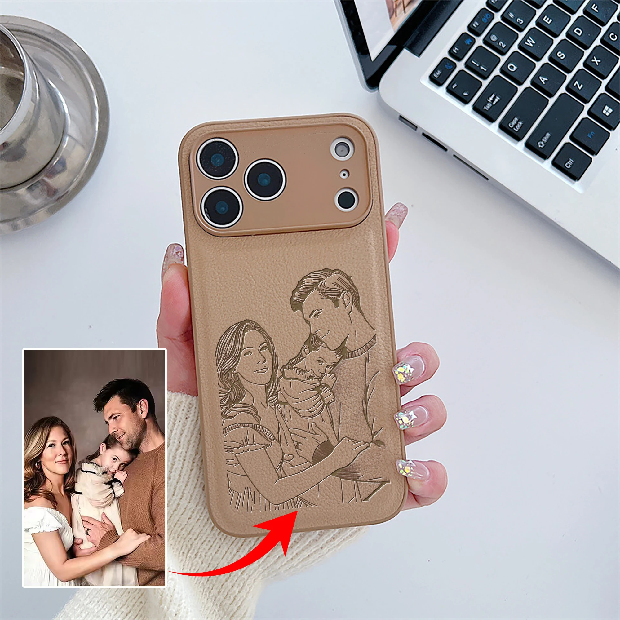 Custom Couple Family Pet Friend Personal Photo Conversion Lines Laser thumbnail 11
