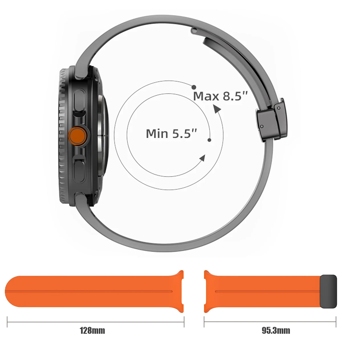 Silicone Sports Bracelet with Magnetic Buckle - No Gaps Design
