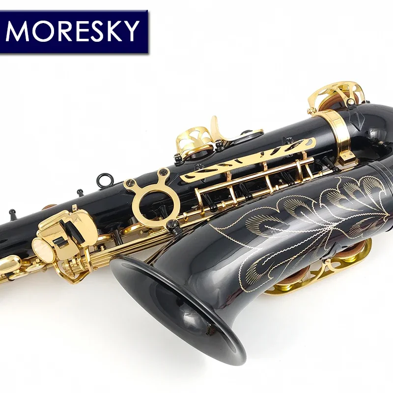 MORESKY Alto Saxophone Black E-Flat Eb Gold Keys With Case Music Instrument MAS-102