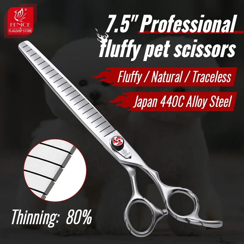 Dog Grooming Cutting Thinning Scissors 7.0/7.5 inch Professional Thinning Rate 75% Shears For Pet Groomer Fenice