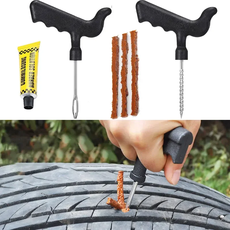 Car Tire Repair Tools Kit with Glue Rubber Stripes