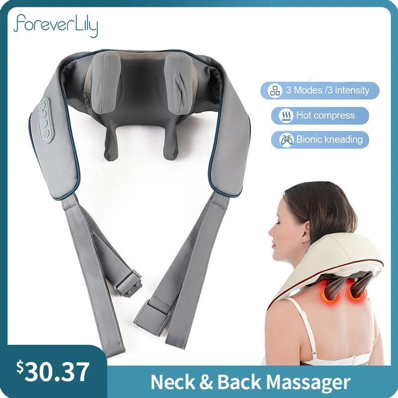 Foreverlily Neck and Back Massager 6 Head Kneading Relaxation Shoulder Calf Body Massage Shawl Machine